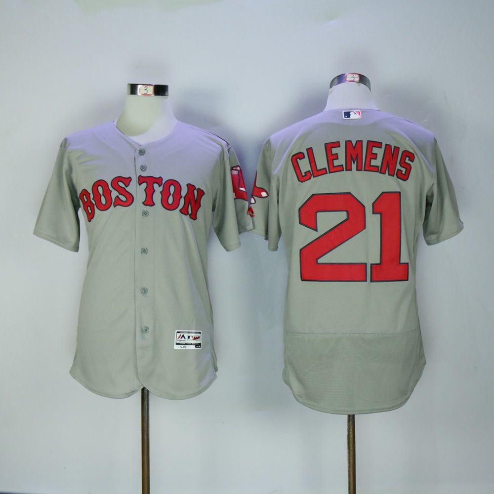 Men Boston Red Sox #21 Clemens Grey MLB Jerseys->boston red sox->MLB Jersey